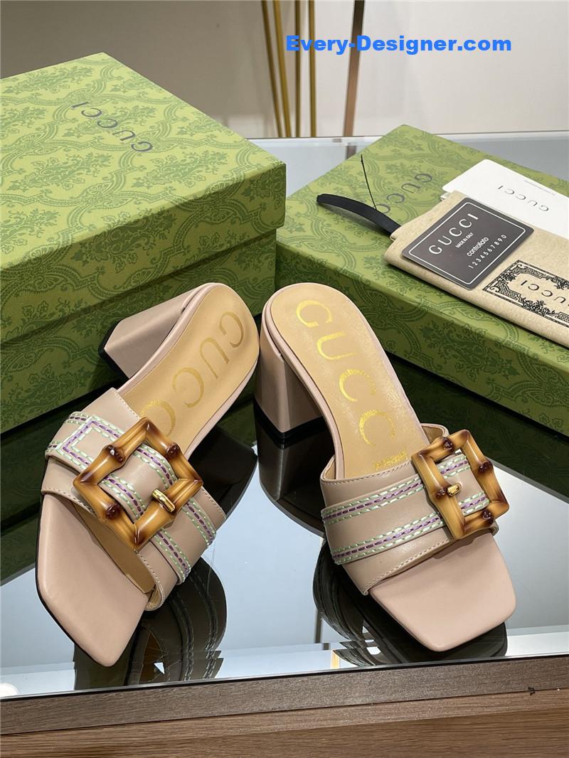 Gvc*1 chunky heel bamboo buckle sandals