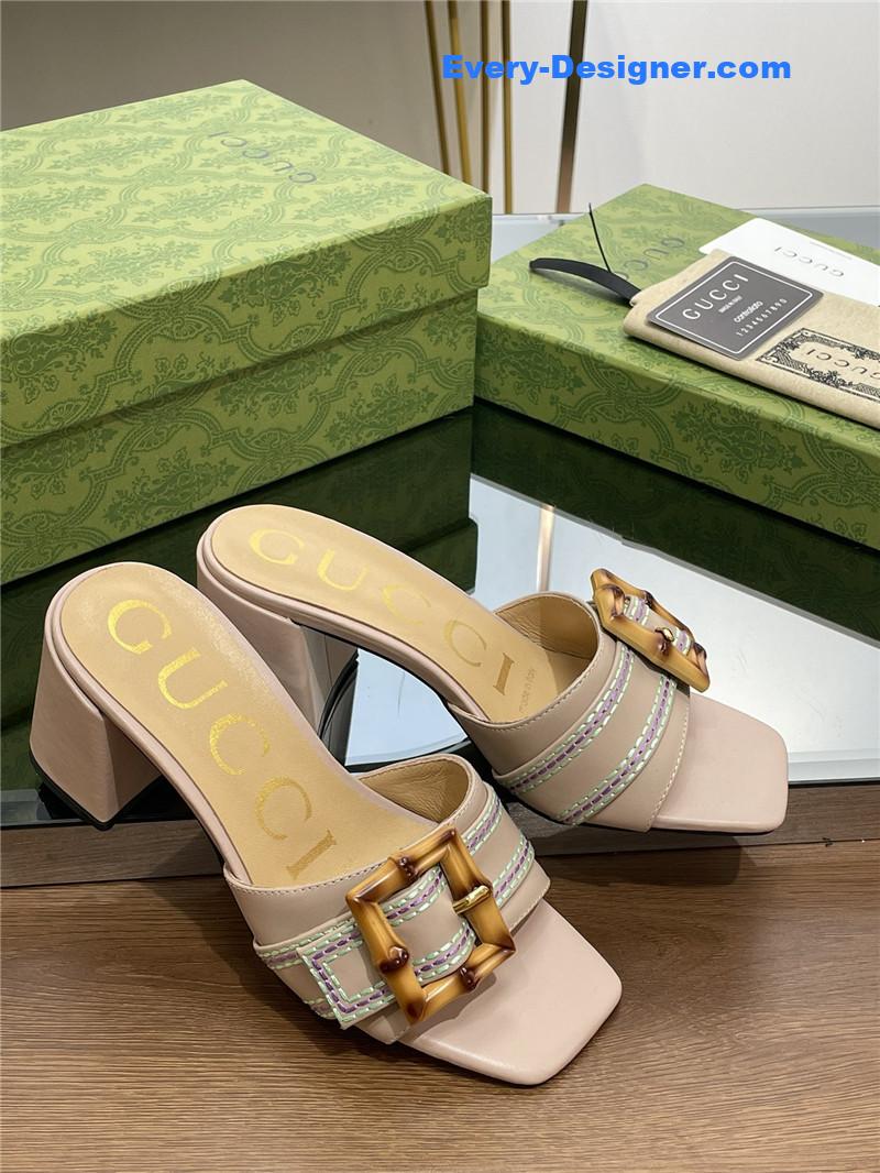 Gvc*1 chunky heel bamboo buckle sandals