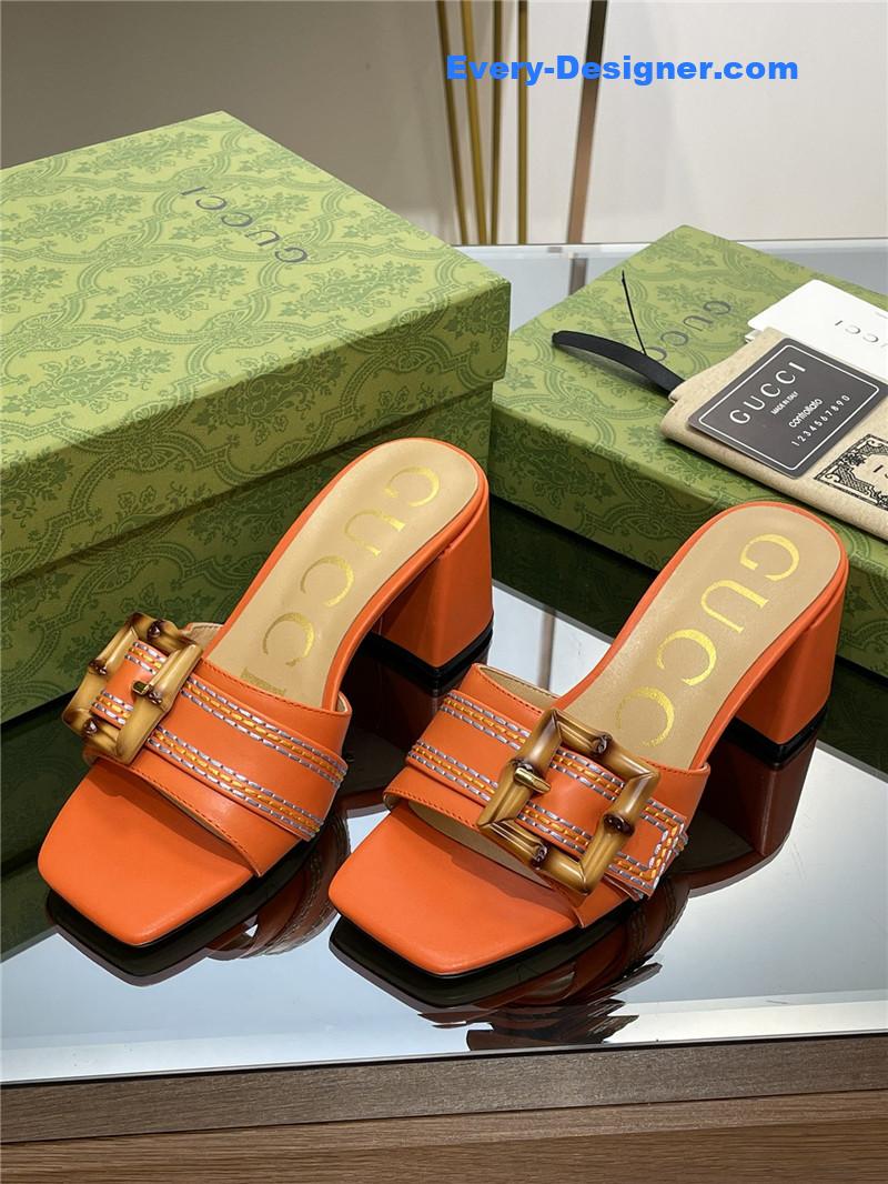 Gvc*1 chunky heel bamboo buckle sandals