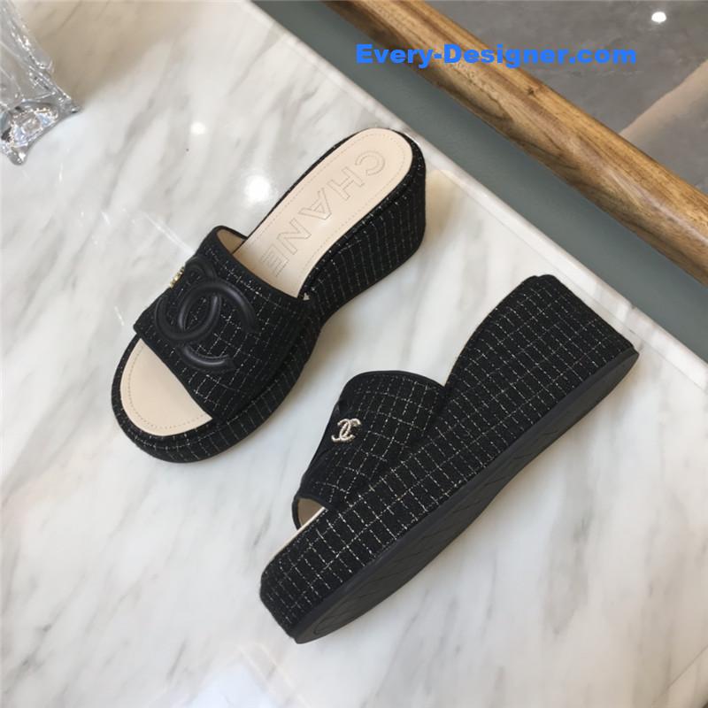CC new large double C lazy platform slippers