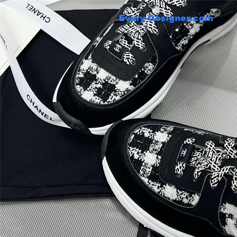 Ch**el plaid wool mosaic sneakers
