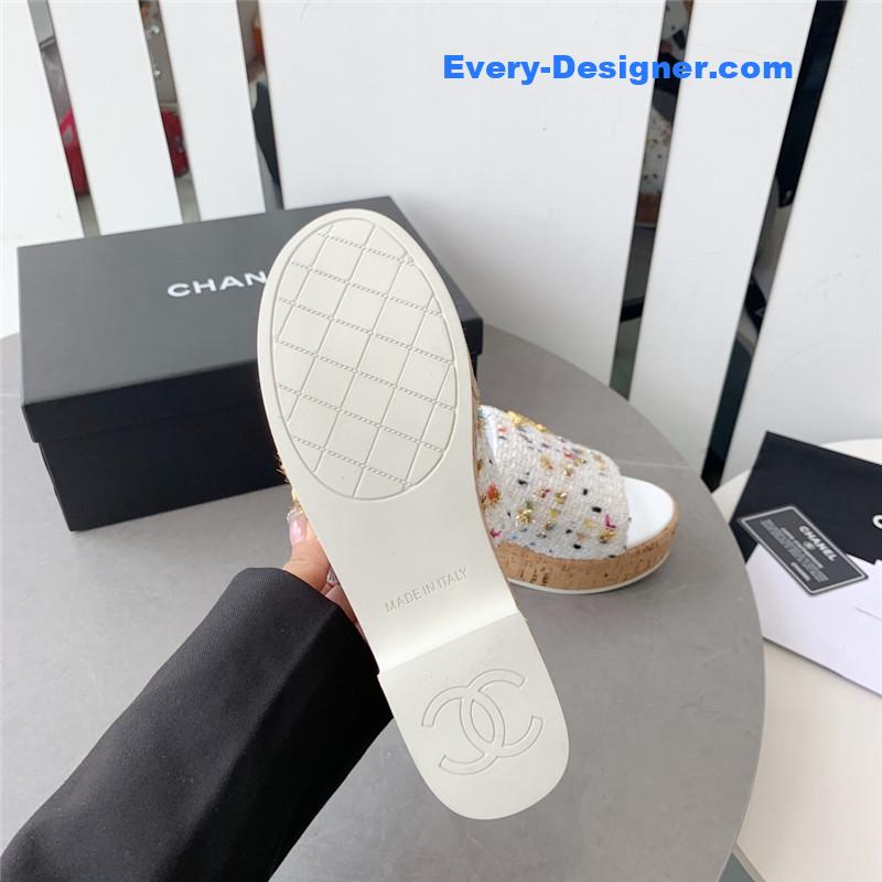 CC rhombus thick-soled flip flops