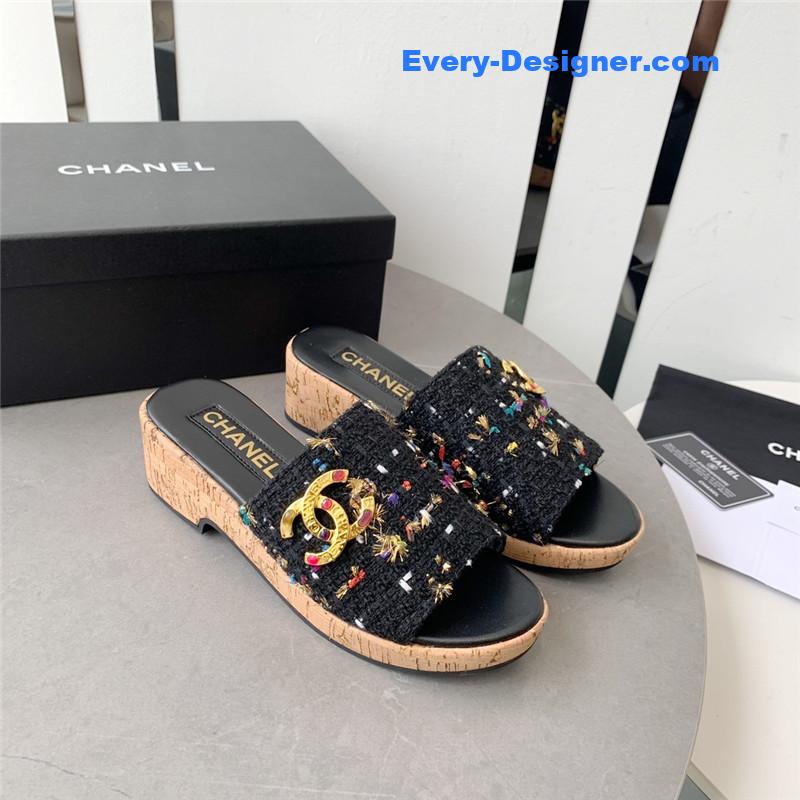 CC rhombus thick-soled flip flops