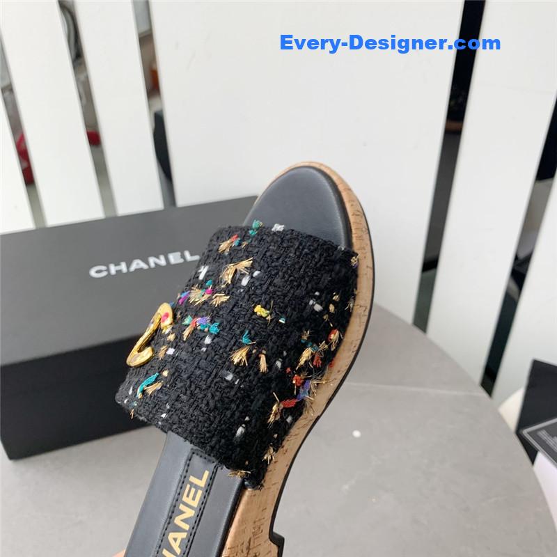 CC rhombus thick-soled flip flops