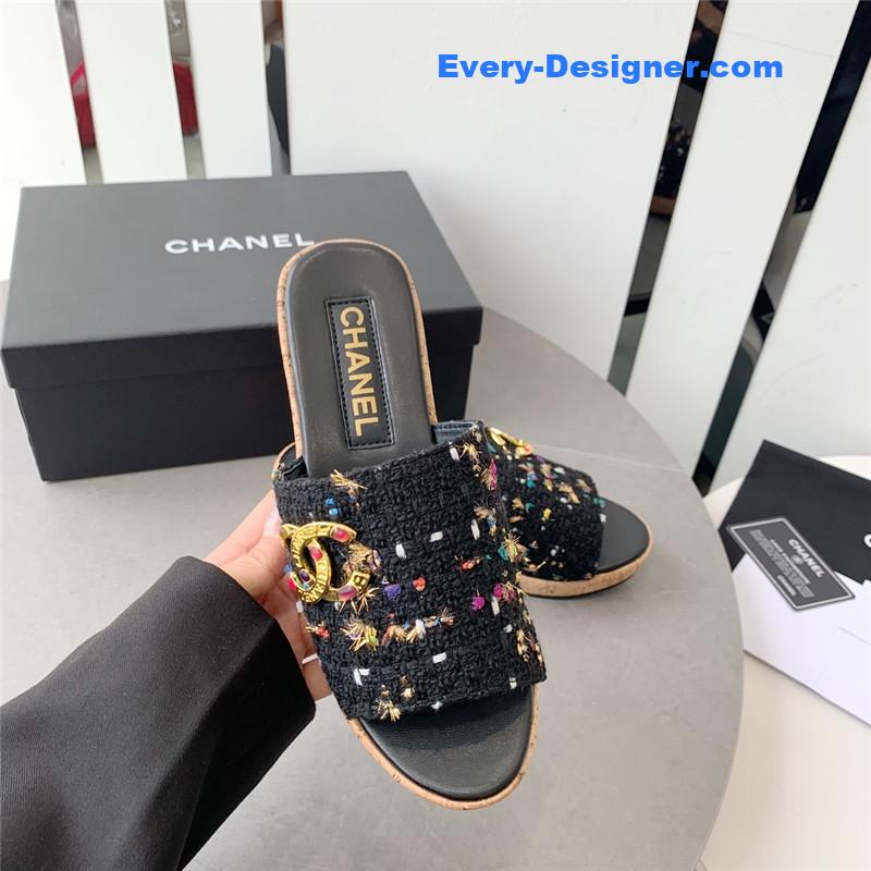 CC rhombus thick-soled flip flops