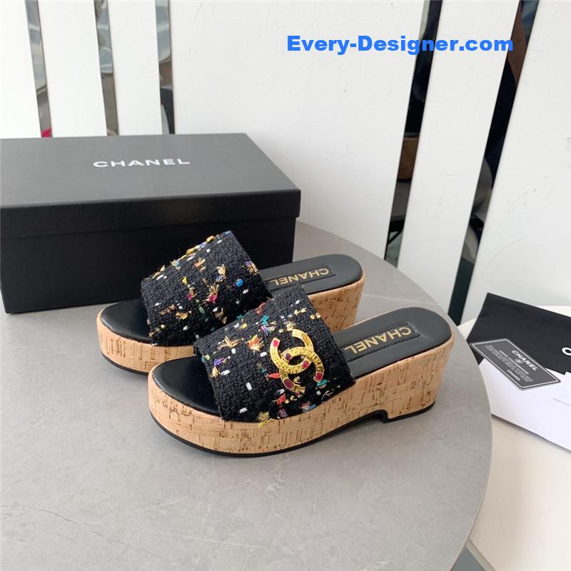 CC rhombus thick-soled flip flops