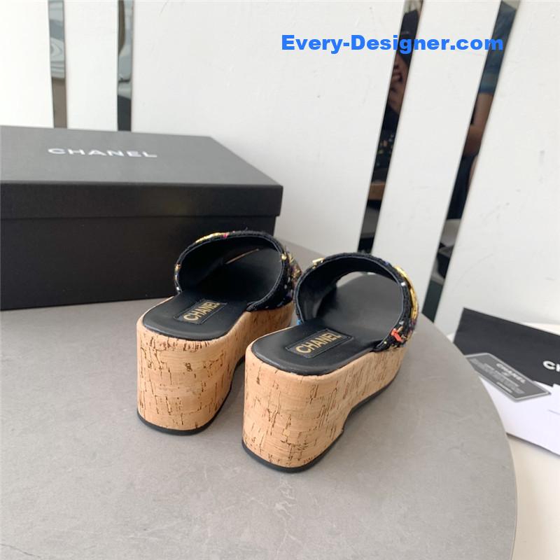 CC rhombus thick-soled flip flops