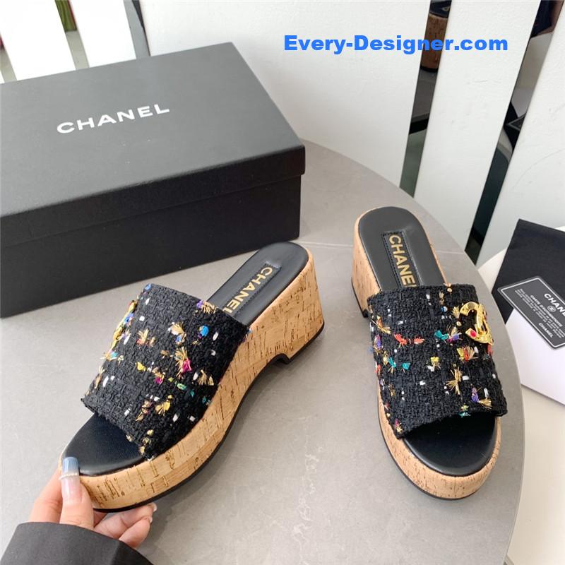 CC rhombus thick-soled flip flops