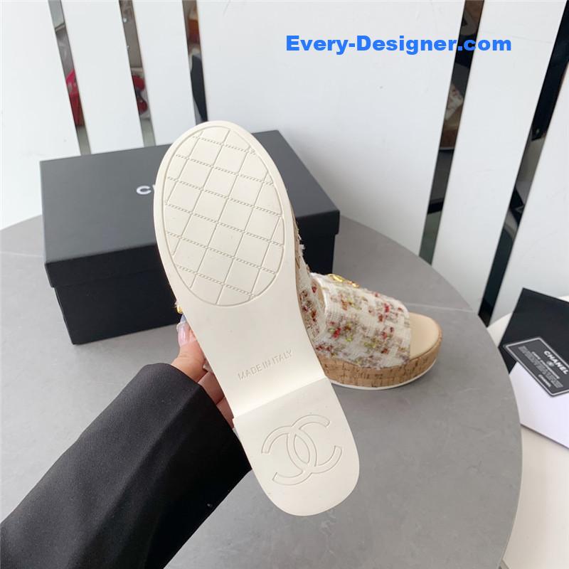 CC rhombus thick-soled flip flops