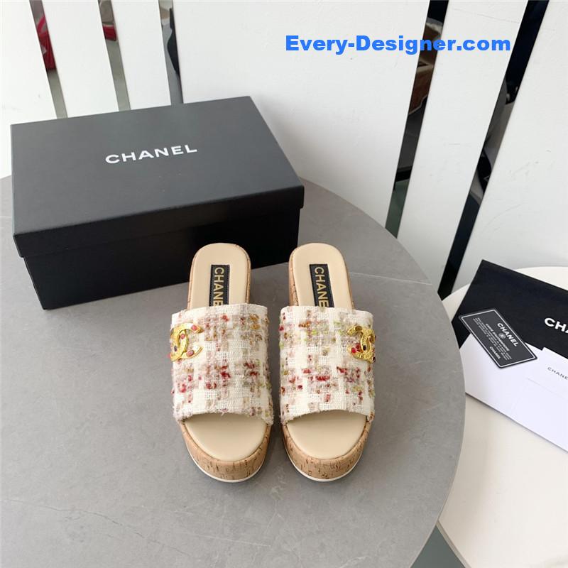 CC rhombus thick-soled flip flops