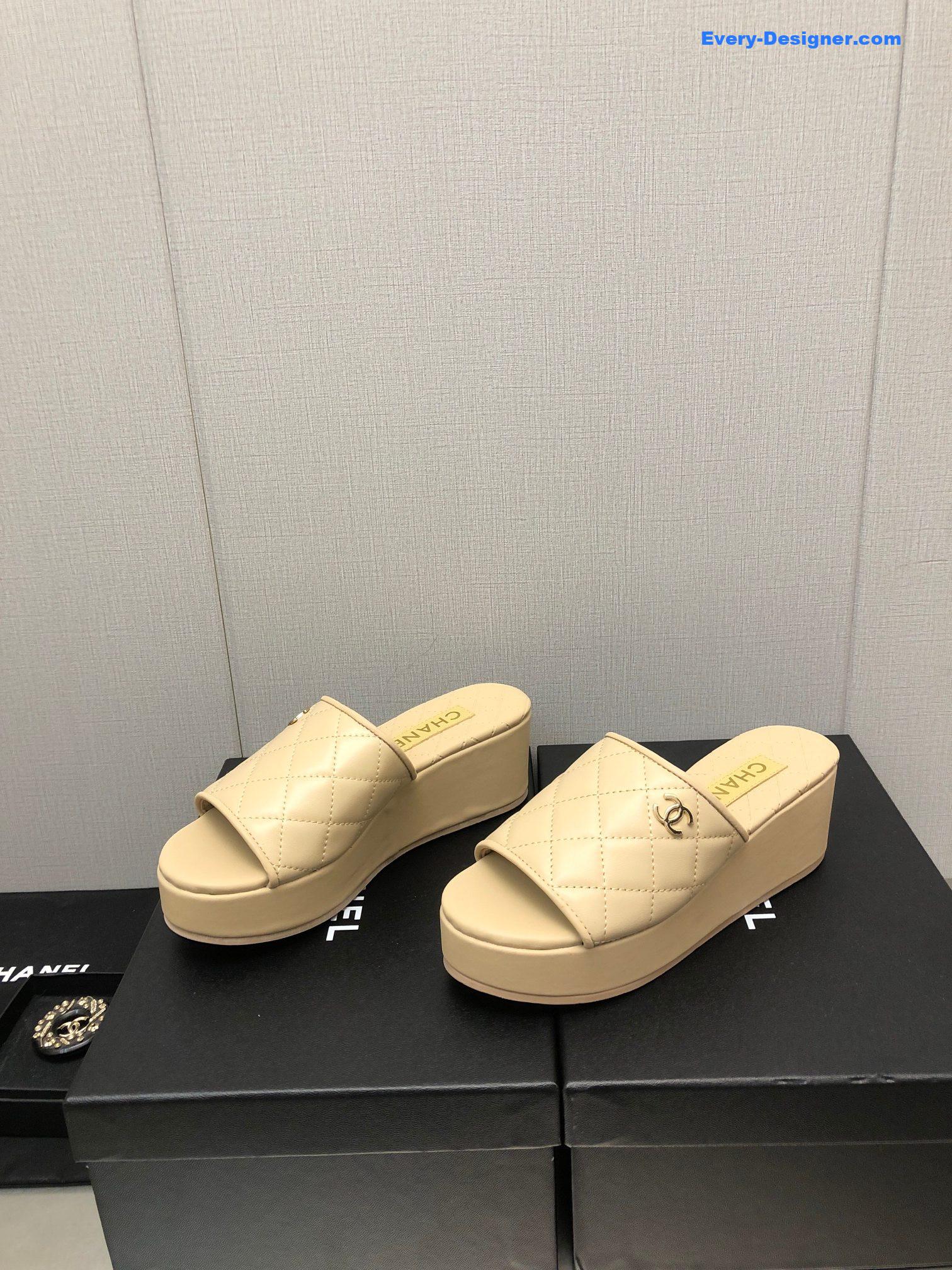 CC rubber outsole high imitation water platform slippers