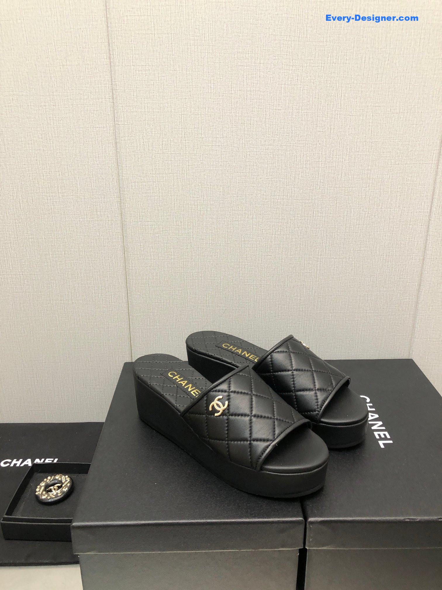 CC rubber outsole high imitation water platform slippers