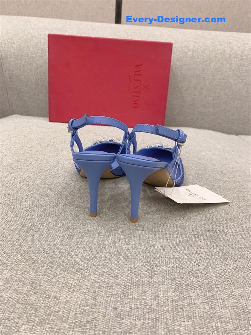 va1e*ntin0 new v buckle full D1am0nd high-heeled sandals