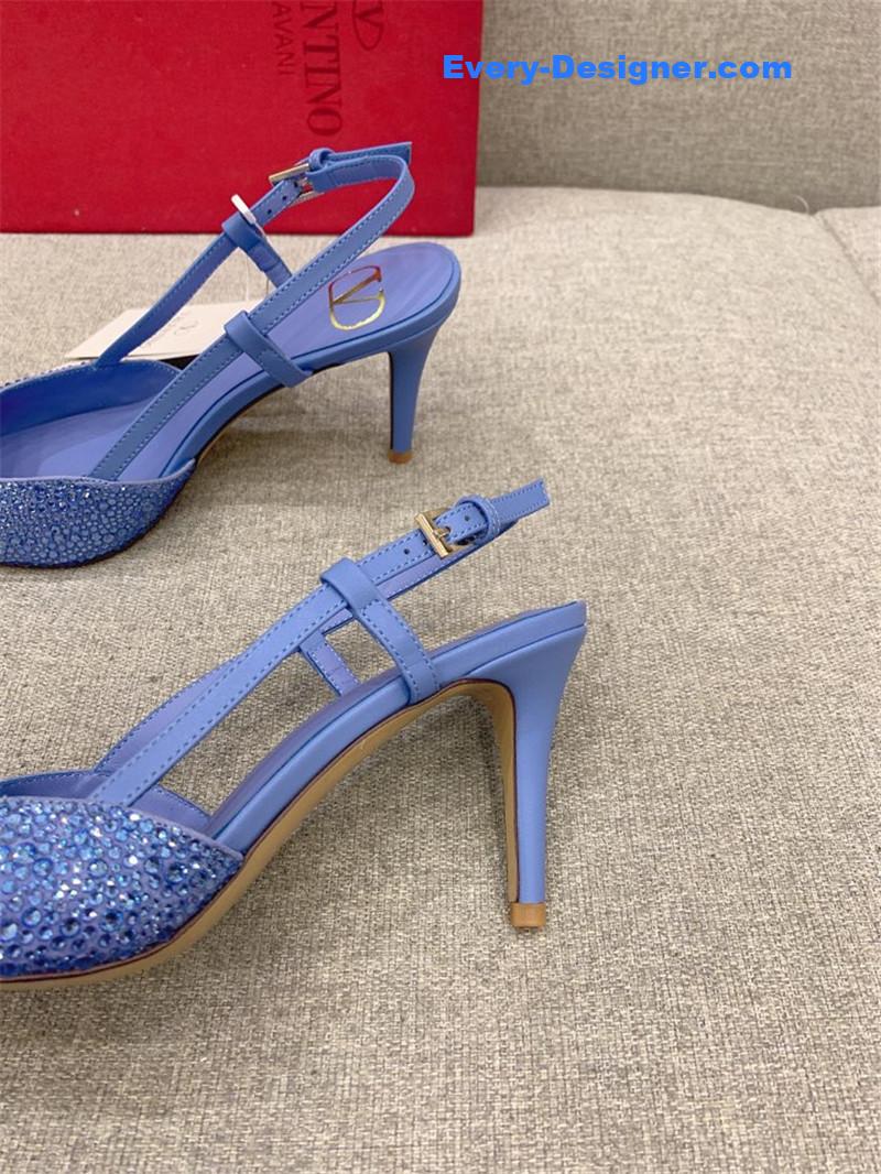 va1e*ntin0 new v buckle full D1am0nd high-heeled sandals