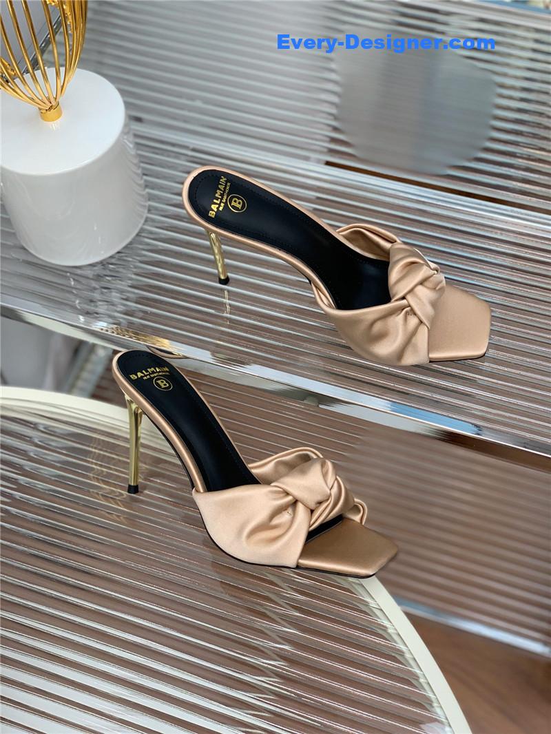 Balmain runway silk heeled slides