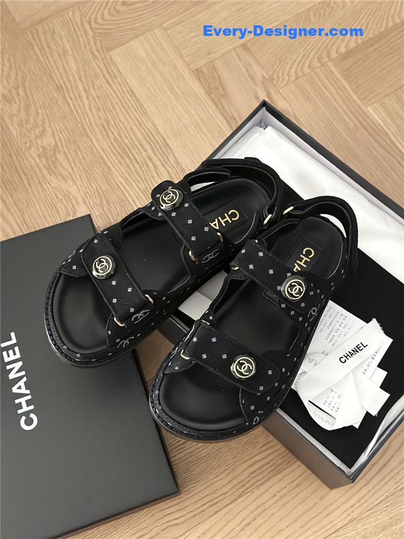 CC polka dot denim Velcro sandals
