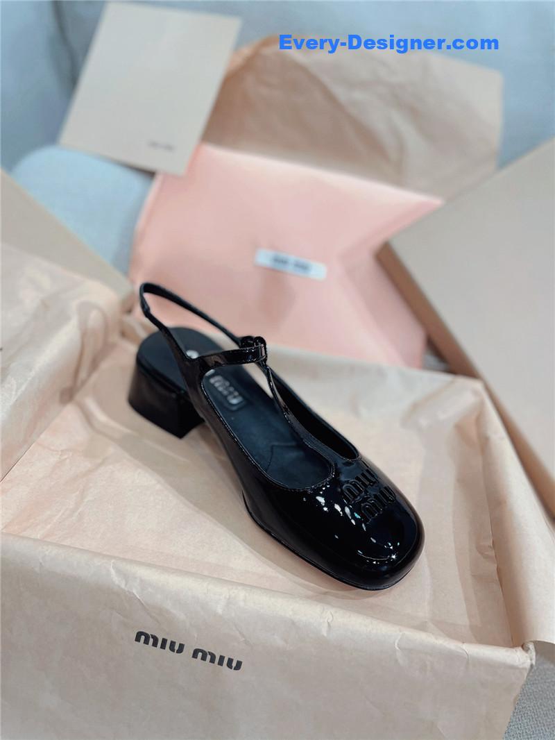 M1um1u spring summer patent leather strap high heels
