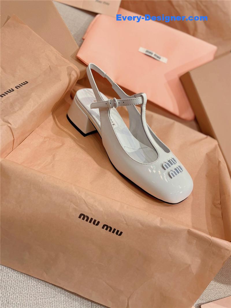 M1um1u spring summer patent leather strap high heels