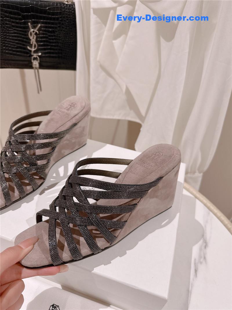 steel D1am0nd wedge slippers