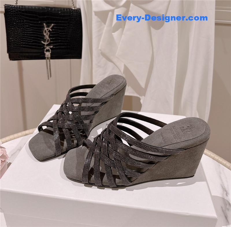 steel D1am0nd wedge slippers