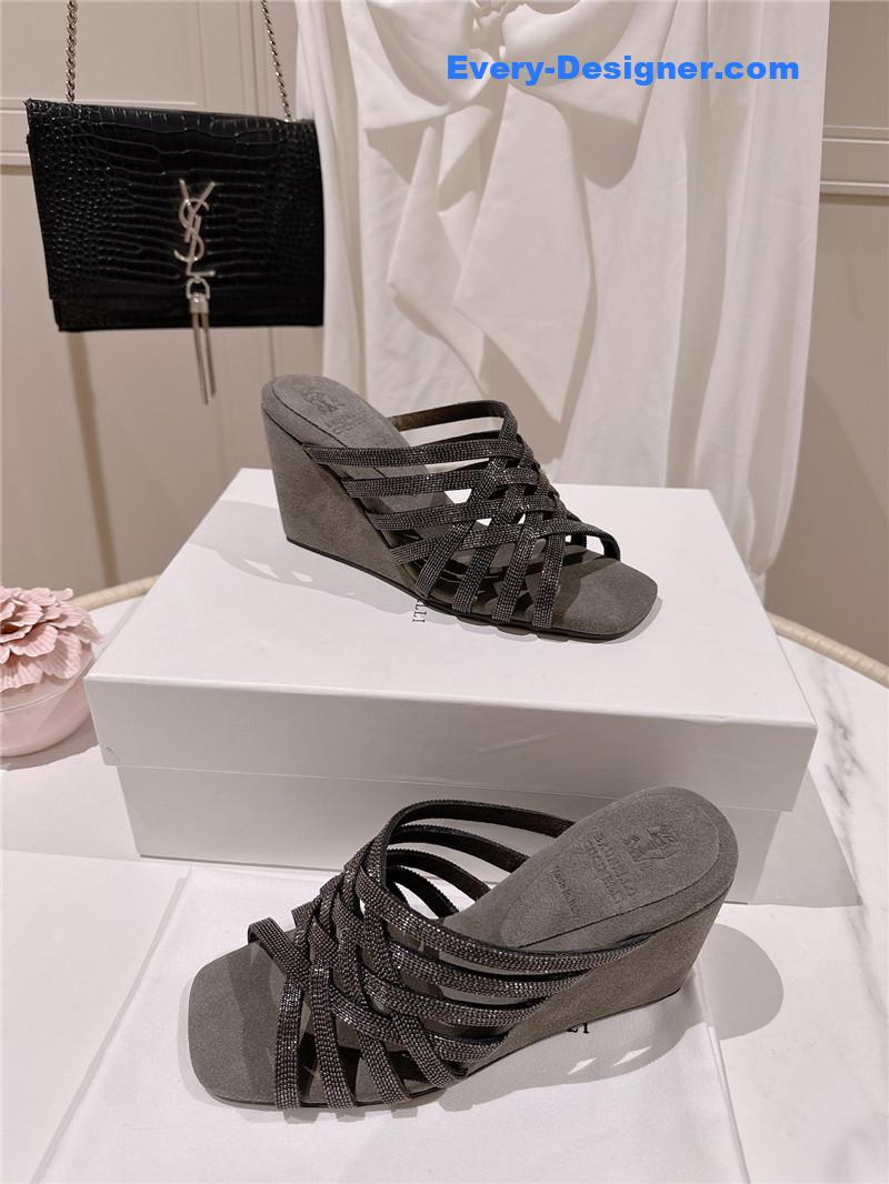 steel D1am0nd wedge slippers