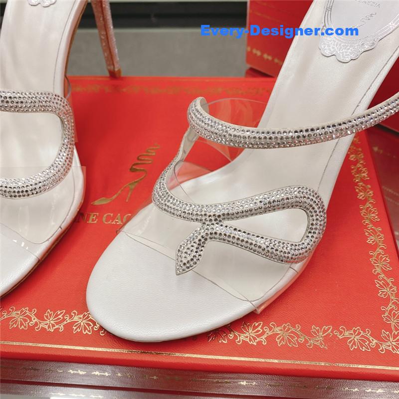 rene caovilla snake crystal high heel sandals