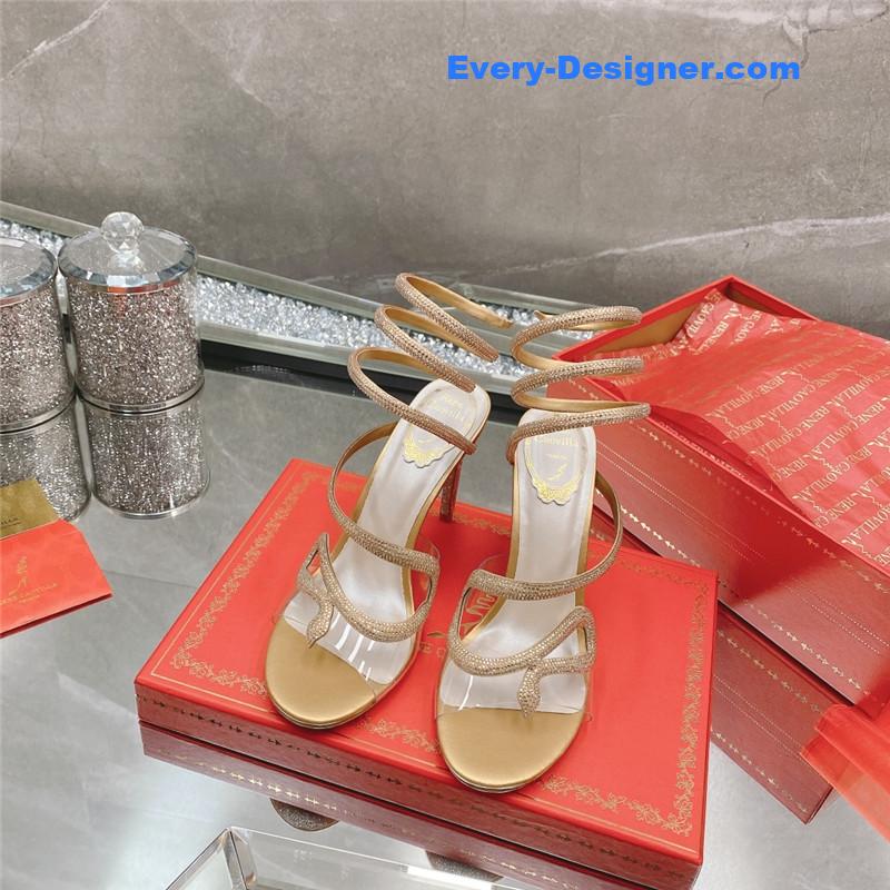 rene caovilla snake crystal high heel sandals