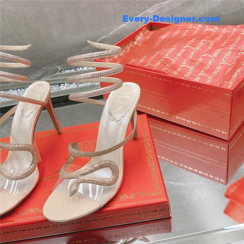 rene caovilla snake crystal high heel sandals