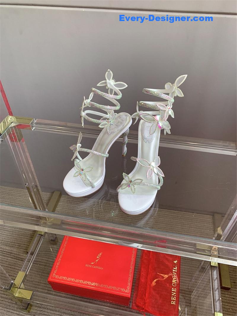 rene caovilla crystal butterfly high heel sandals