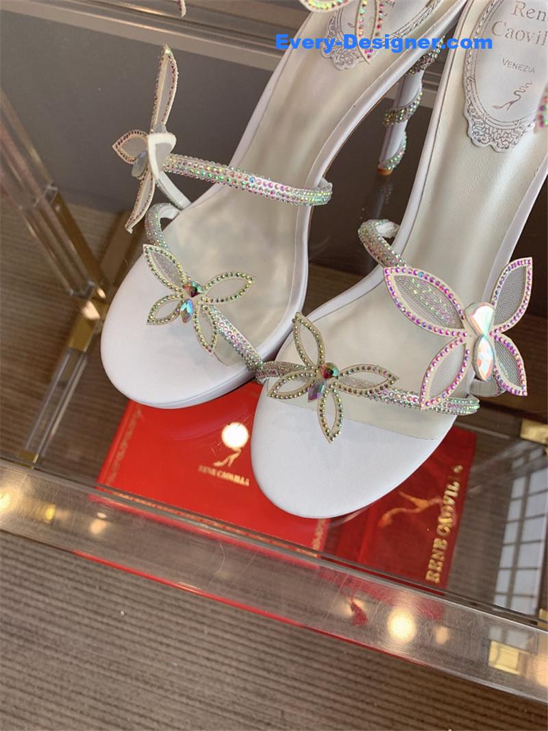 rene caovilla crystal butterfly high heel sandals