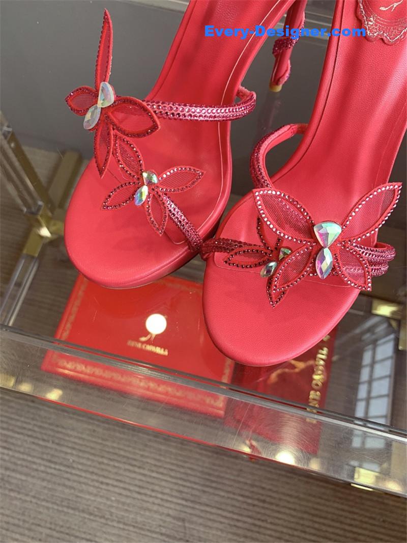 rene caovilla crystal butterfly high heel sandals
