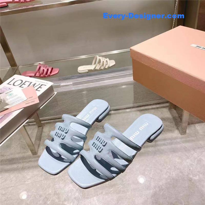 M1um1u flat lambskin sandal slippers