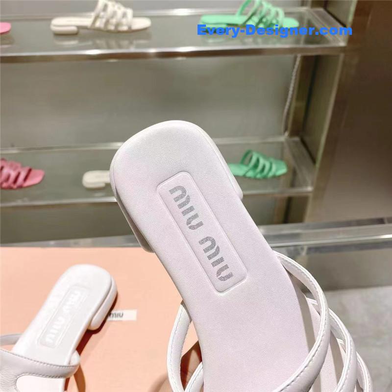 M1um1u flat lambskin sandal slippers