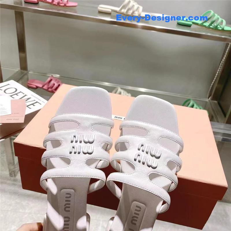 M1um1u flat lambskin sandal slippers