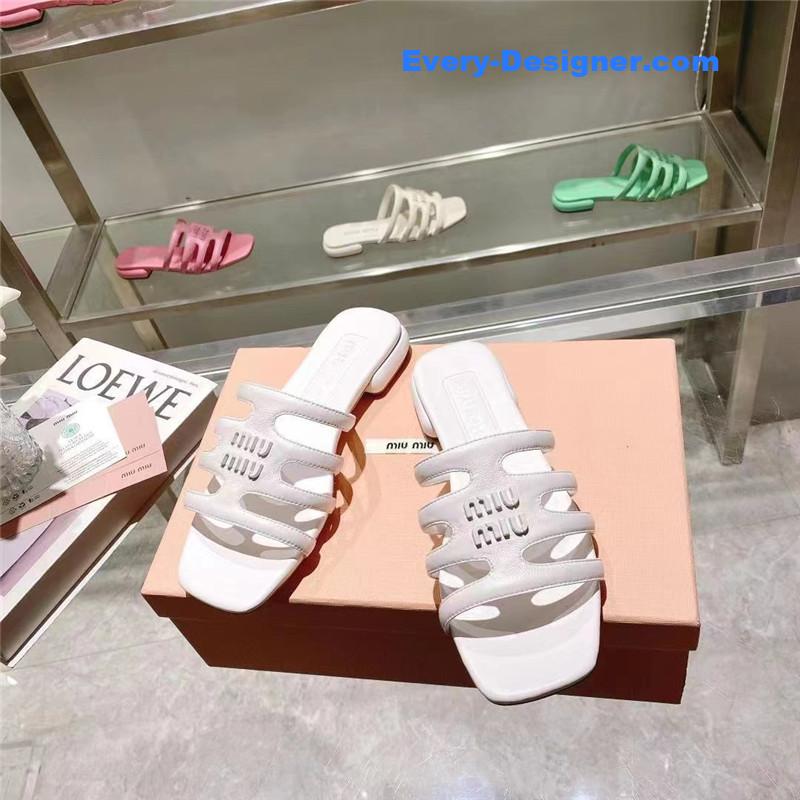 M1um1u flat lambskin sandal slippers