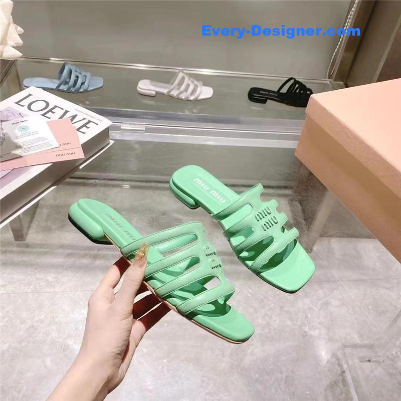 M1um1u flat lambskin sandal slippers