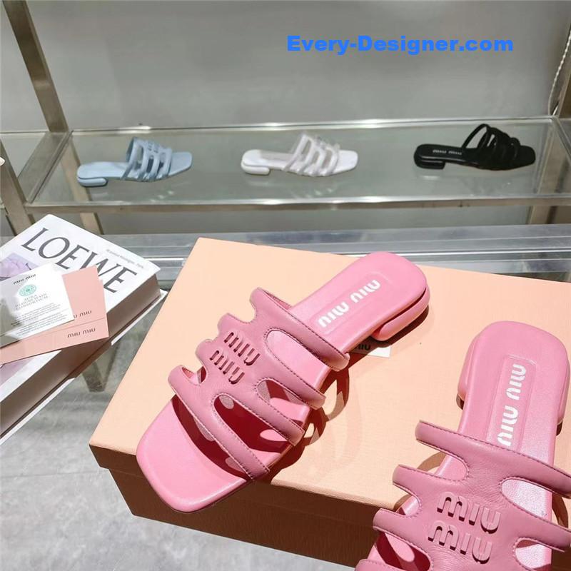 M1um1u flat lambskin sandal slippers