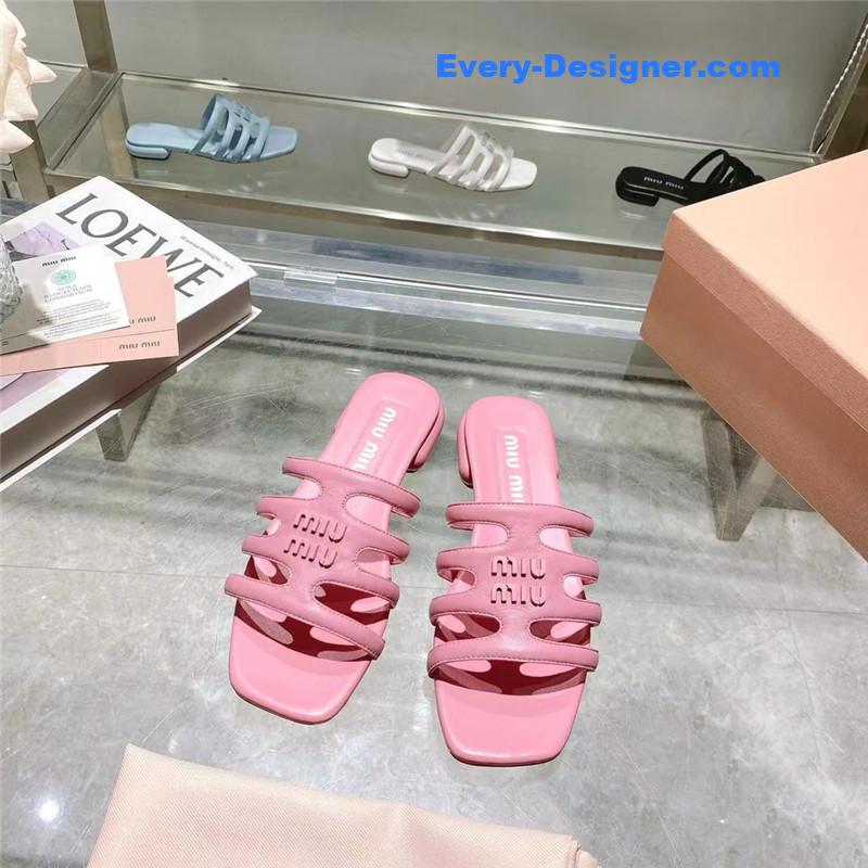 M1um1u flat lambskin sandal slippers