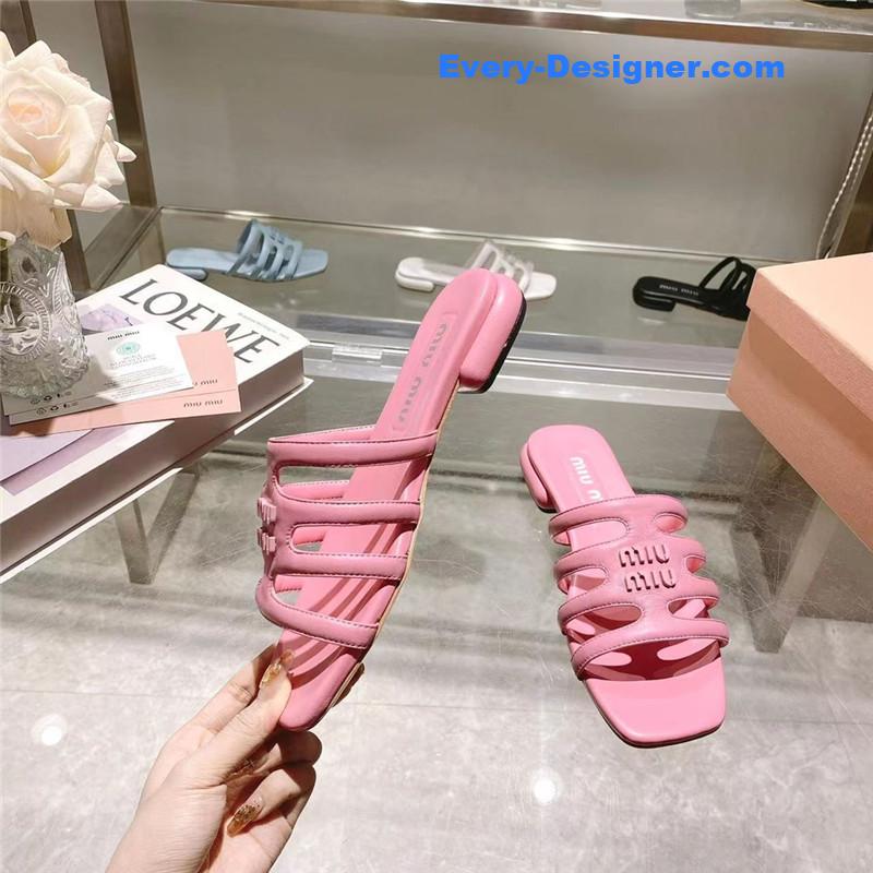 M1um1u flat lambskin sandal slippers