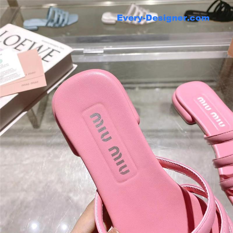 M1um1u flat lambskin sandal slippers