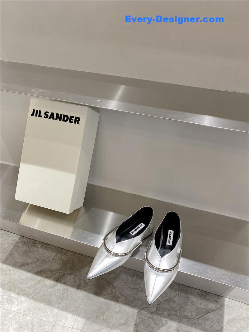 jil sander jil sander pointed toe flat retro buckle shoes