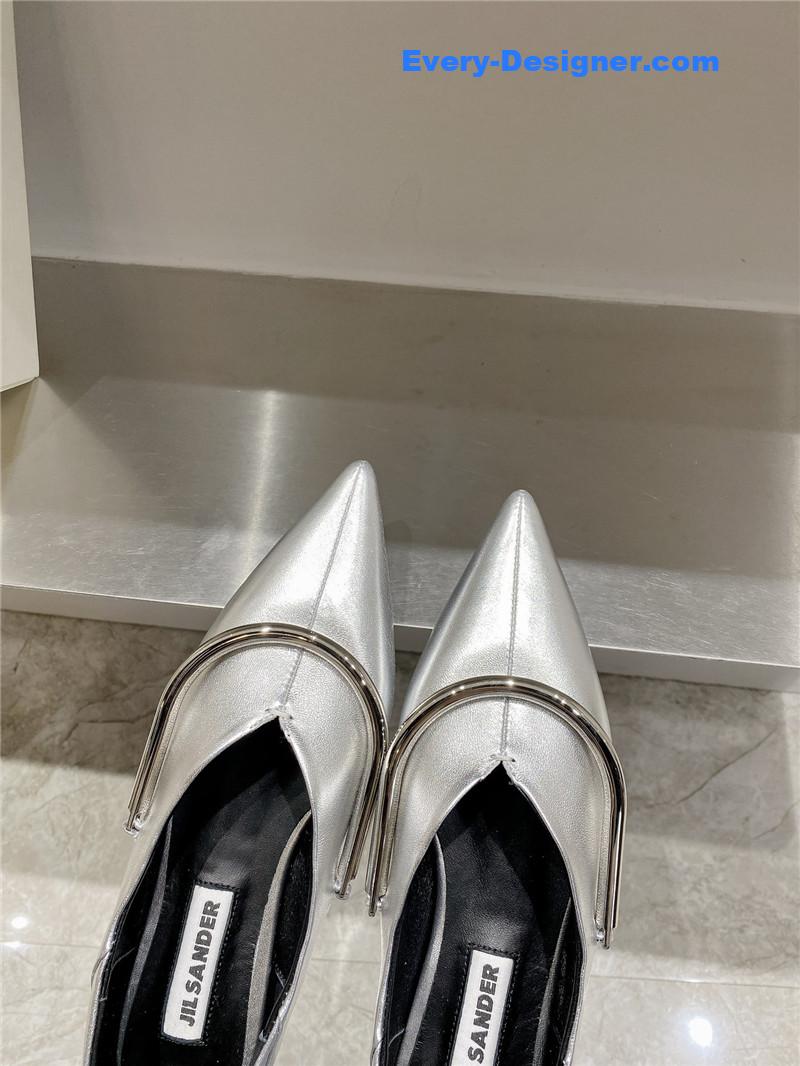 jil sander jil sander pointed toe flat retro buckle shoes
