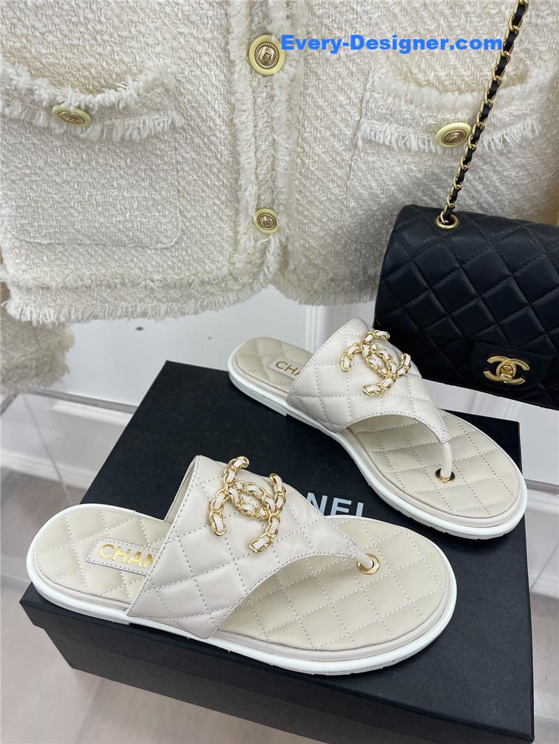 CC rhombus CC logo chain buckle flat slippers