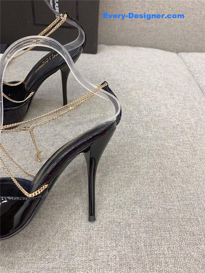 Y51 new chain pointed high-heeled sandals
