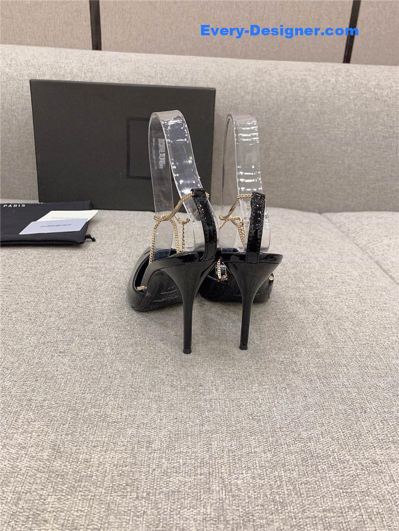 Y51 new chain pointed high-heeled sandals
