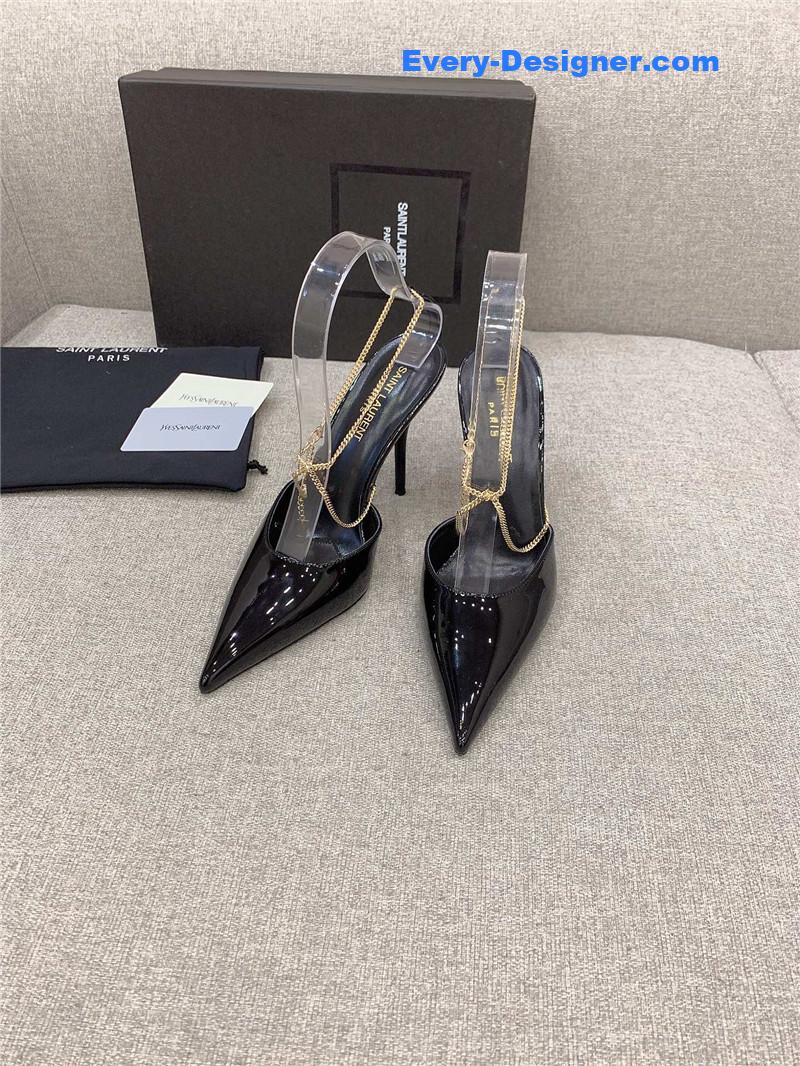Y51 new chain pointed high-heeled sandals