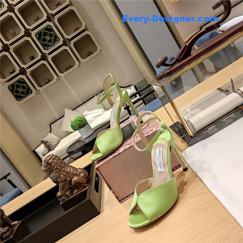 J1m*y Ch00 handmade satin panel peep-toe sandals