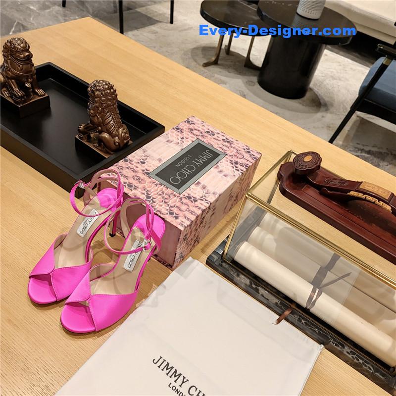 J1m*y Ch00 handmade satin panel peep-toe sandals