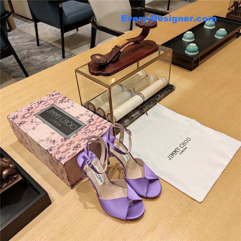 J1m*y Ch00 handmade satin panel peep-toe sandals
