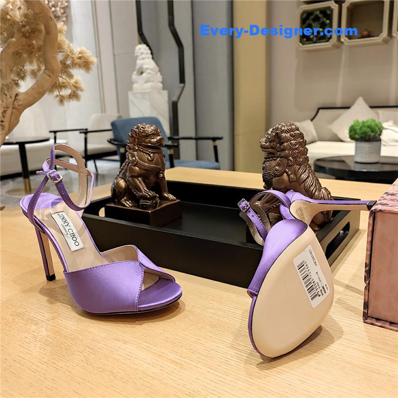 J1m*y Ch00 handmade satin panel peep-toe sandals